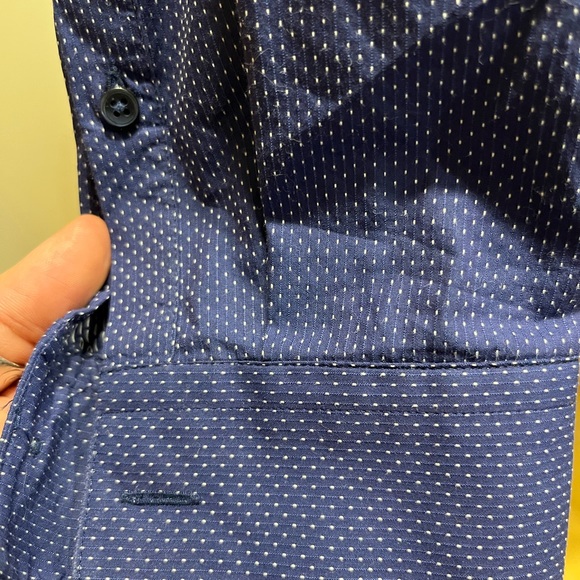 Strellson Houndstooth Cotton Button Up, Mens 17 EU 43, navy blue - Picture 4 of 11